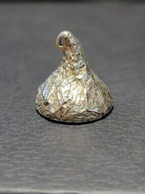 Solid Sterling Silver Hershey's Kiss Shape Charm Pendant Textured 12.8 grams